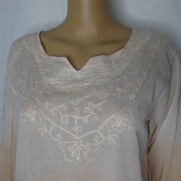 Kaaku Ombre Embroidered Boho Blouse Long Sleeve Free One Size Lightweight - Picture 3 of 10